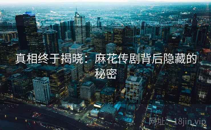 真相终于揭晓:麻花传剧背后隐藏的秘密